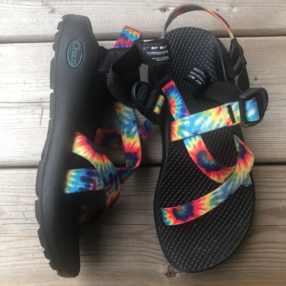 Chaco Women's 6 Z1 Sandal Sport Multicolor Sandals Rainbow Tie Dye Adjustable